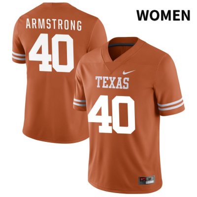Texas Longhorns Women's #40 Ben Armstrong Authentic Orange NIL 2022 College Football Jersey XGN43P0Y